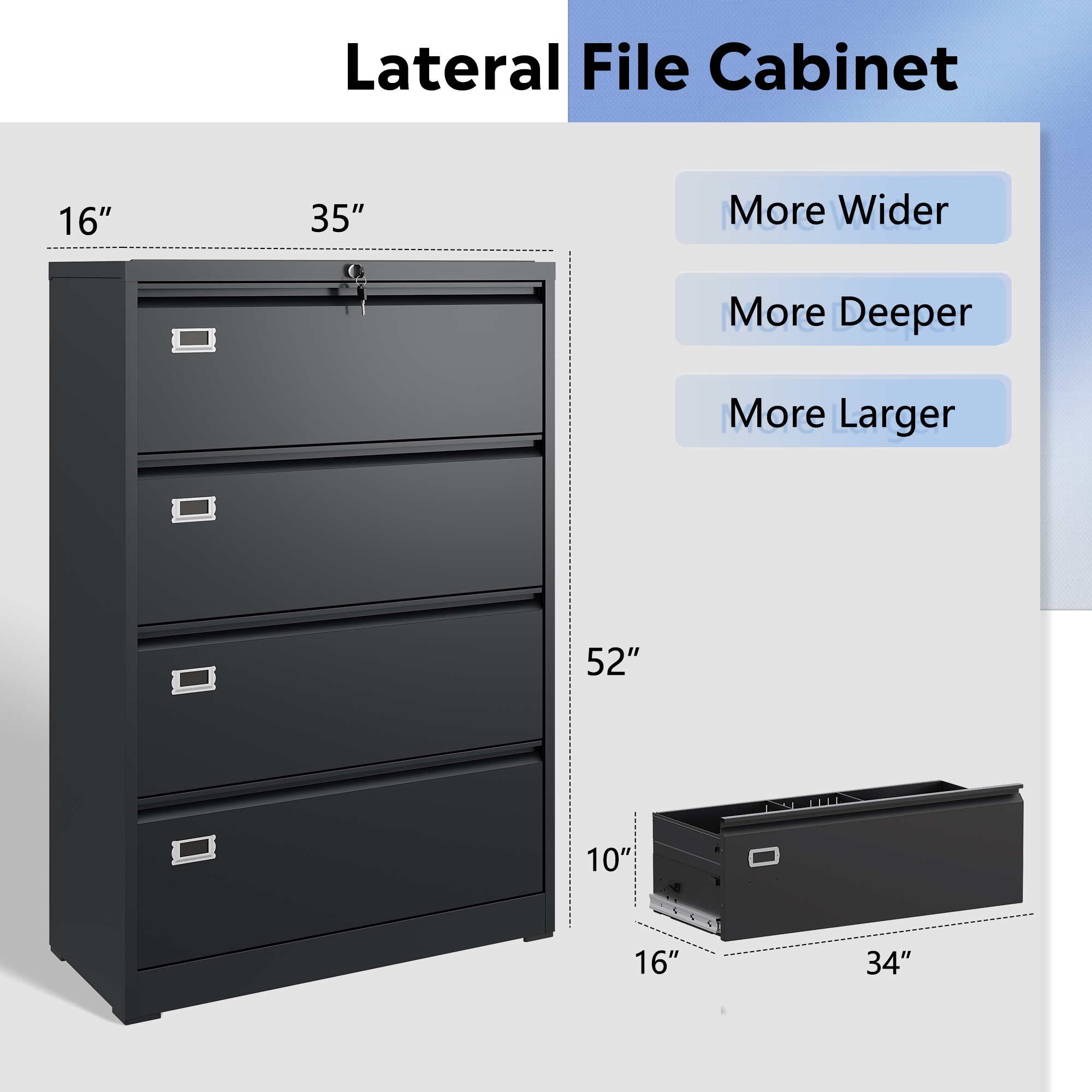 Archiefkast met 4 lades en slo - Office Furniture Dimensions recensie en prijs